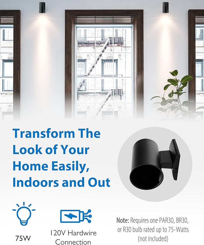 NICOR Lighting 7 inch Decorative Black Wall Mount Down Light (50101BK)