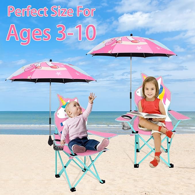 KABOER Kids Outdoor Folding Lawn and Camping Chair with Cup Holder and Carrying Bag Children's Camping Chairs