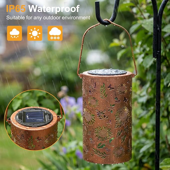 Sunflower Solar Lantern Outdoor Waterproof - Birthday Gifts for Women Mom Grandma Mothers Day Gifts Solar Lights Outdoor Garden Decor for Outside