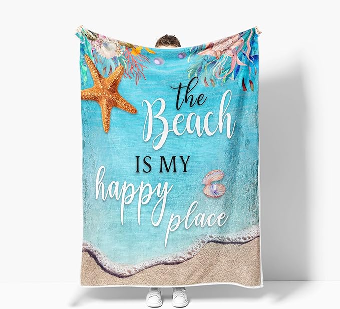 Teal Throw Blanket Blue Coastal Ocean Beach Throw Blanket for Couch Bed Summer Super Cozy Blankets Fuzzy Plush Lightweight Throw Blankets for Sofa Bed Living Room