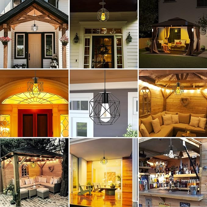 Solar Pendant Lights Outdoor Shed Light Solar Powered Gazebo Lights Outdoor Chandelier Hanging LightsSolar Lights Indoor with Pull Cord for Home Chicken Coop Barn Garage Storage