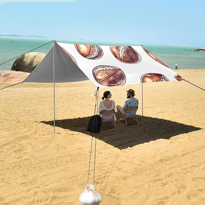 Tile Rugby White Tile Pattern Camping Sun Shelter Beach Tent Portable Beach Sun Shade Outdoor Canopy for Camping Trips Fishing Picnic