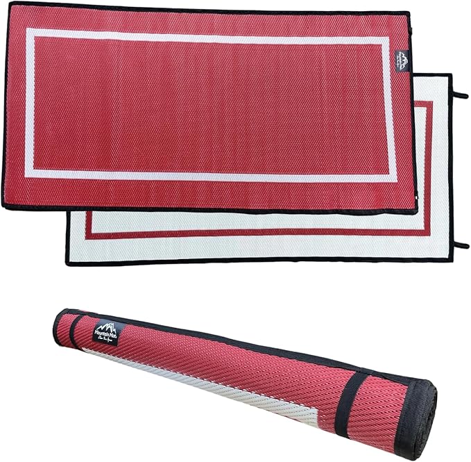 Mountain Mat 3x6 Maroon Recycled Outdoor Mat – Extra Thick 5mm Waterproof Rug – Reversible – Luxury Patio Mat for Camping Deck Bath RV Anti-Fatigue Standing Beach (Maroon 3' x 6')