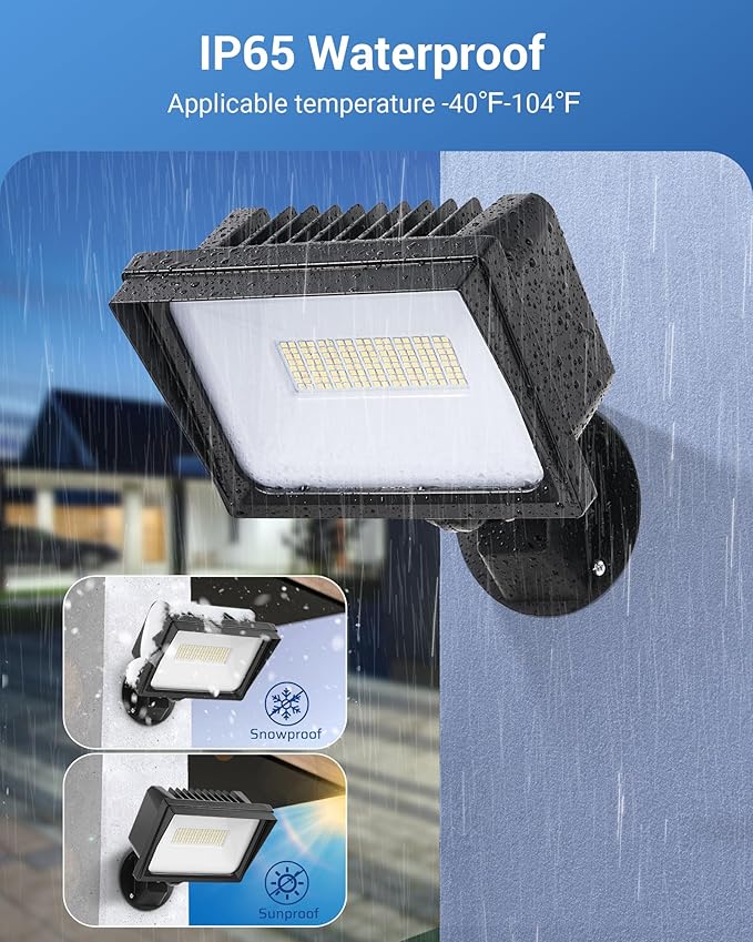 DEWENWILS 65W LED Flood Light Outdoor with Knuckle Mount 6670 LM Super Bright IP65 Waterproof LED Security Flood Light 5000K Daylight for Landscape Garden Yard GarageDriveway UL Listed