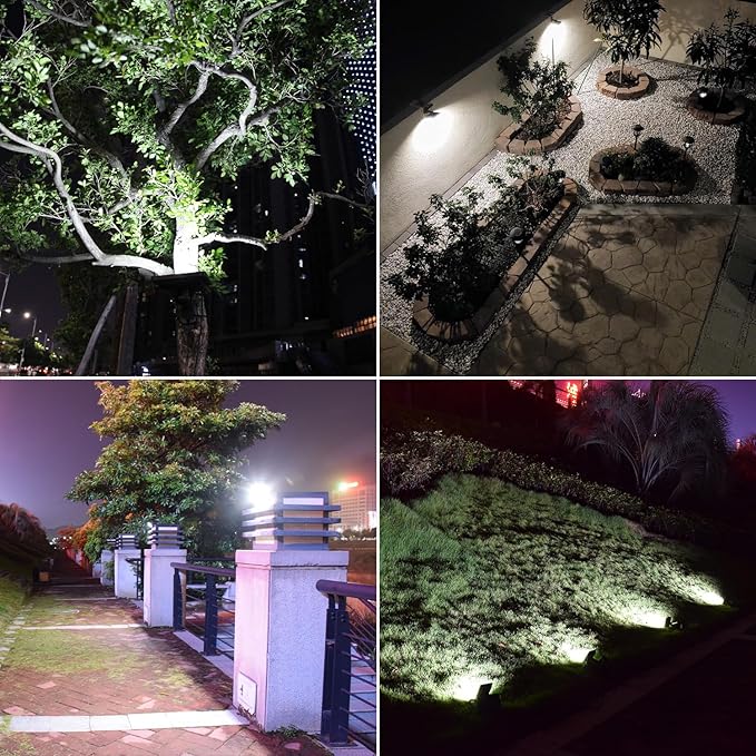 Solar Lights Dusk to Dawn 4400mAh Solar Powered Spotlight Waterproof Flood Light 6000K Lighting with 16FT Cord for Patio Flag Pole Fence White