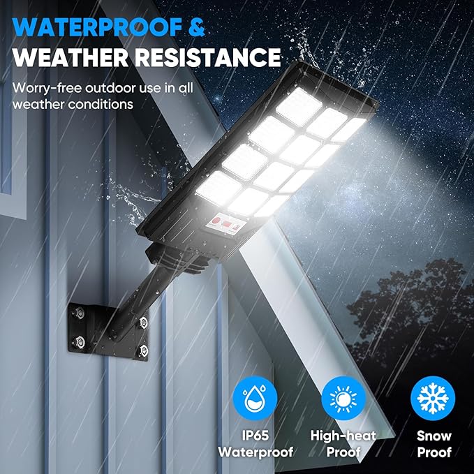 Brightever 4-Pack Solar Street Light Outdoor Waterproof Motion Sensor Solar Powered Light Dusk to Dawn LED Solar Parking Lot Flood Light for Outside Yard Garden Path