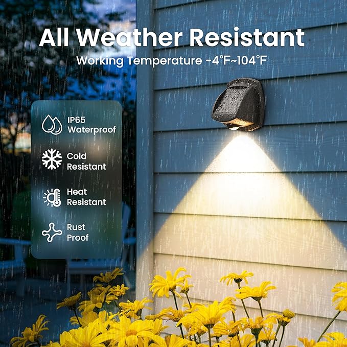 SOLPEX Solar Lights Outdoor Waterproof IP65 Solar Stair Lights Outdoor for Fence Deck Step Dual Color LED 3 Lighting Modes House Wall Light for Porch Backyard Fence Garden Decor-8 Pack