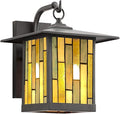 RIVER OF GOODS Stained Glass Outdoor Light Fixture - 11.75 H - Mission Style Porch Light - Tilda