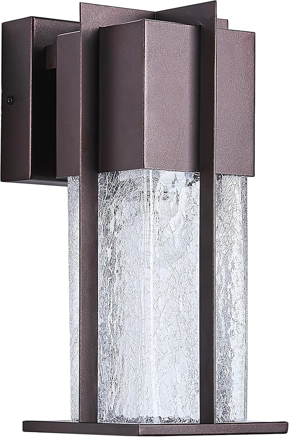 Oil Rubbed Bronze Outdoor Wall Light Fixtures with Crack-Like Glass Modern Outdoor Sconce Exterior Lighting IP65 Waterproof Front Porch Light Wall Mount for Garage Patio Front DoorBrown