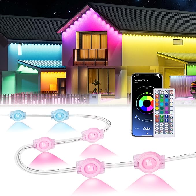 300Ft Permanent Outdoor LightsSmart RGB Outdoor Lights with Remote APP Control IP67 Waterproof Outside Light for House for Daily Garden TV Backlights Christmas Decor