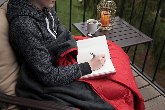 DOWN UNDER OUTDOORS Large Waterproof Windproof Extra Thick 350 GSM Quilted Fleece or Sherpa Stadium Blanket