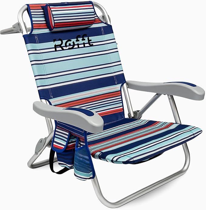 Beach Chair 6 Positions Backpack Beach Chairs for Adults Reclining and Folding Heavy Duty Backpack Straps Best Beach Chair Lay Flat Lightweight