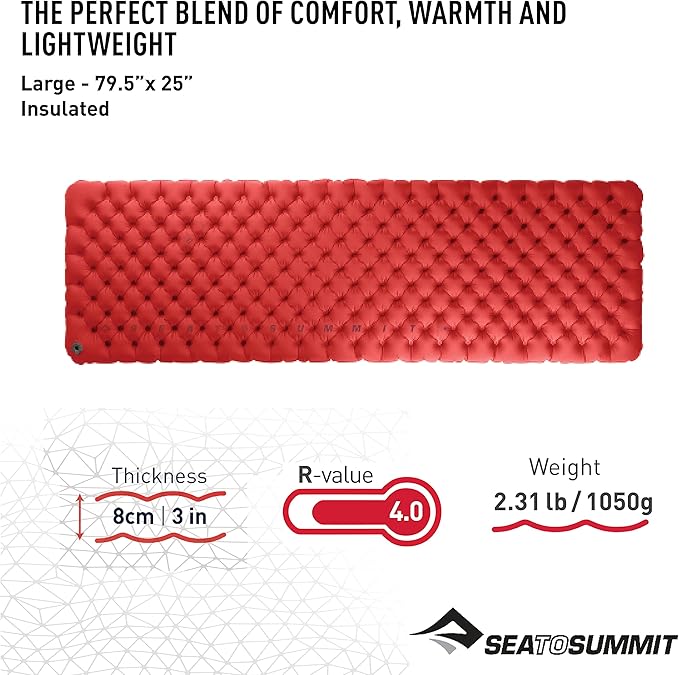 Sea to Summit Comfort Plus XT Extra-Thick Insulated Camping Air Mattress Large (79.5 x 26 x 3 inches)