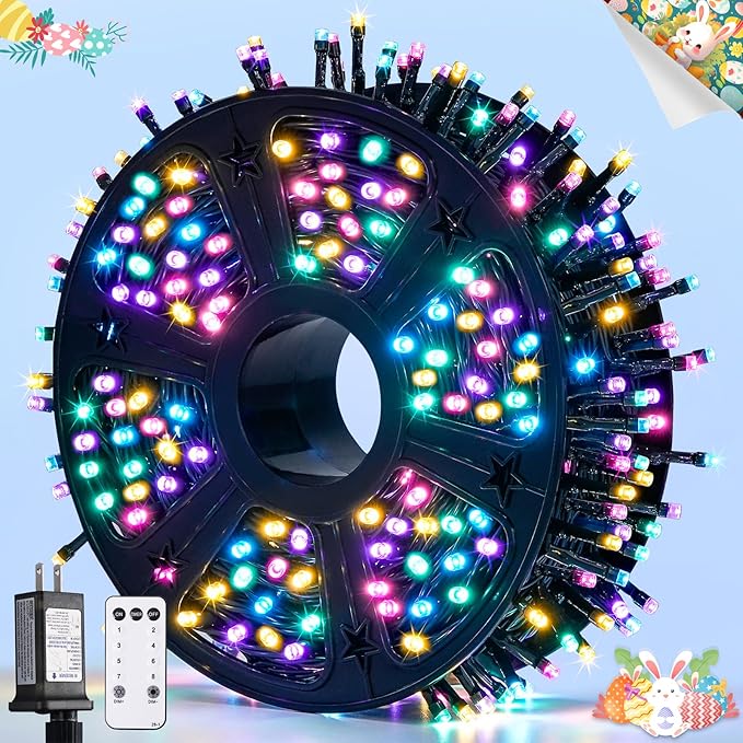 JMEXSUSS 400 LED Easter Lights Plug in 132ft Multicolor Easter Lights String with Remote Colorful String Lights for Bedroom Tree Room Party Easter Decorations