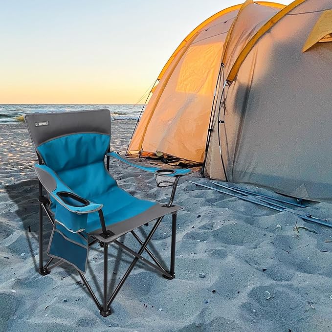 CAMPHILL Oversized Portable Camping Chairs Collapsible Outdoor Chairs with Pocket and Cup Holders Carry Bag for CampingTailgatesBeachand Sports
