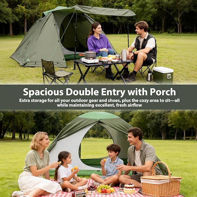 GEERTOP 4 Person 4 Season Tent for Camping Waterproof Double Layer Easy Set Up Family Tent for Camping Hiking Backpacking Outdoor Travel