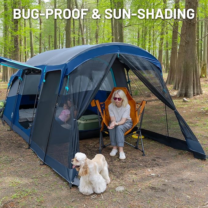 TIMBER RIDGE 8 Person Family Camping Tent with Screen Room Double Layer Waterproof Weather Resistant Big Tunnel Tent with Rainfly Carry Bag Large Family Tent for Outdoor Party 20ft x 8ft x 76in