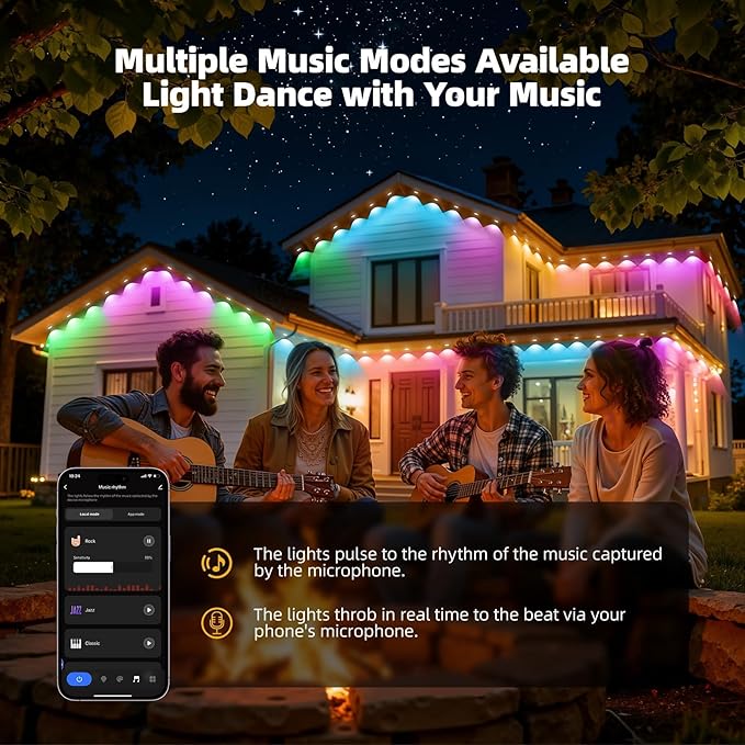 Permanent Outdoor Lights for House IP67 Waterproof with 96 RGB+IC House Lights 200ft Year Round Lights for House Outdoor DIY Scene for Halloween Christmas Decor Work with Google Assistant Alexa