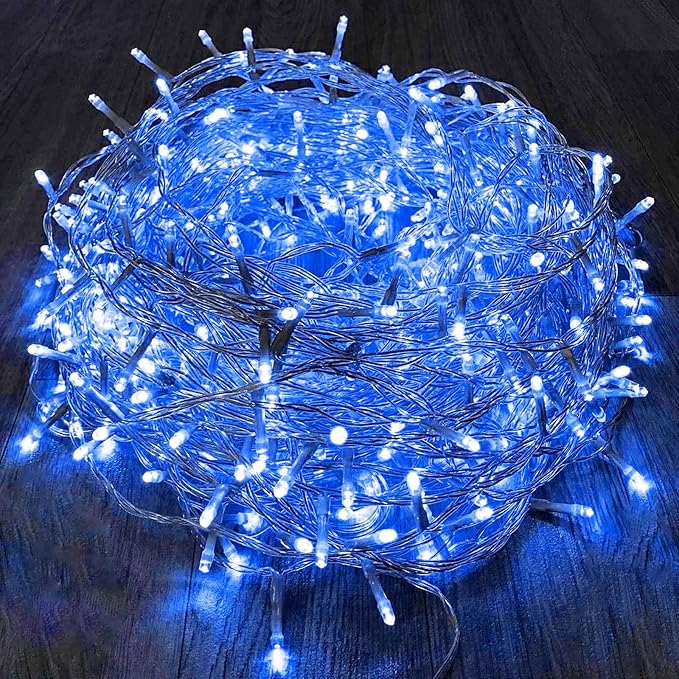 88FT 240LED Extra-Long Connectable String Lights Indoor Outdoor Clear Wire Blue Christmas String Lights Plug in Twinkle Fairy Light with Timer for Wedding Patio Tree Yard Christmas Decorations