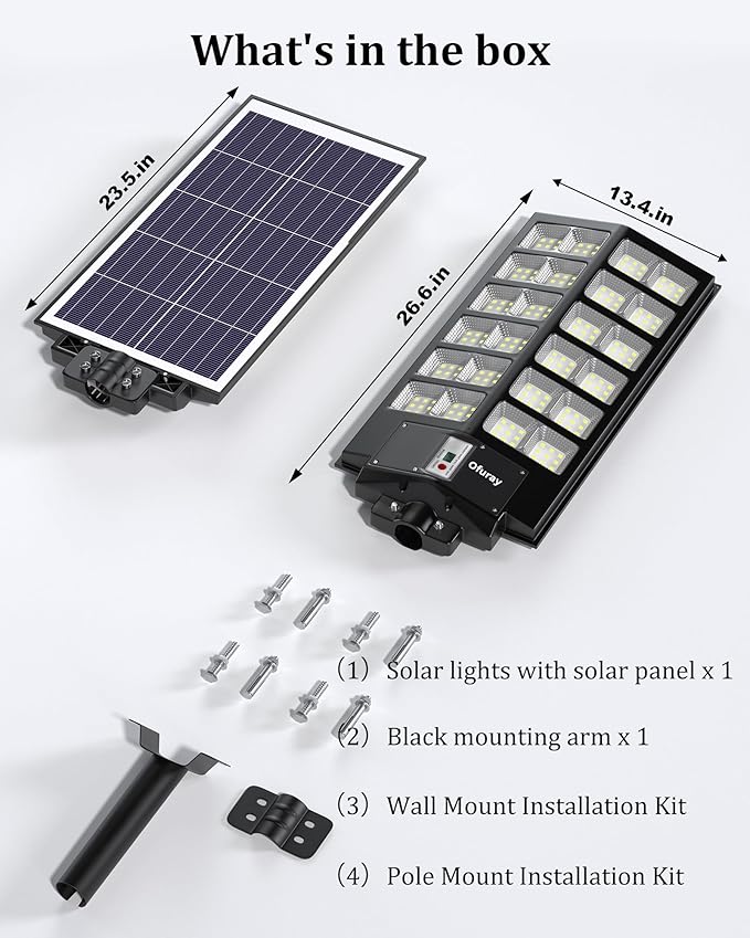 Ofuray Solar Street Lights OutdoorSolar Security Flood Lights Parking Lot Lights Commercial Dusk to Dawn 6500k Waterproof Led with Remote Control Motion for StreetCourtBarn (Of-9600W 660000Lm)