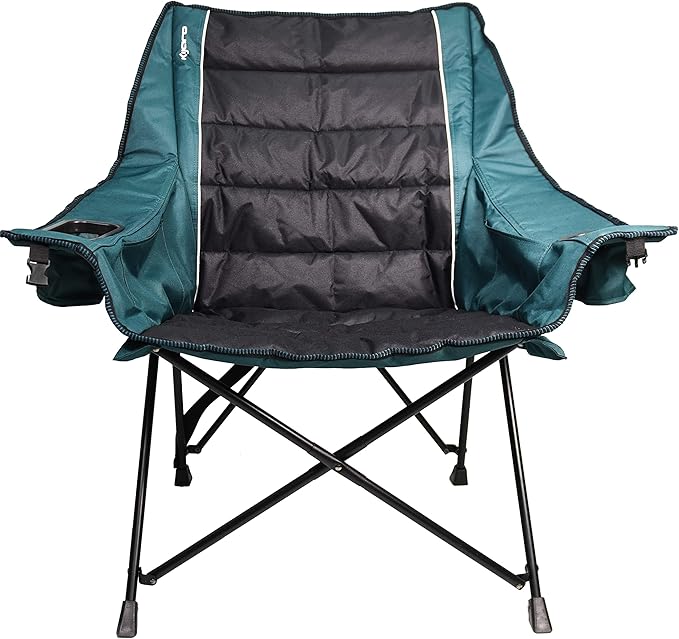 Kijaro Quilted Club Adult Camping Chair Features Comfortable Quilted Polyester Fabric and Built-in Internal Storage Pockets