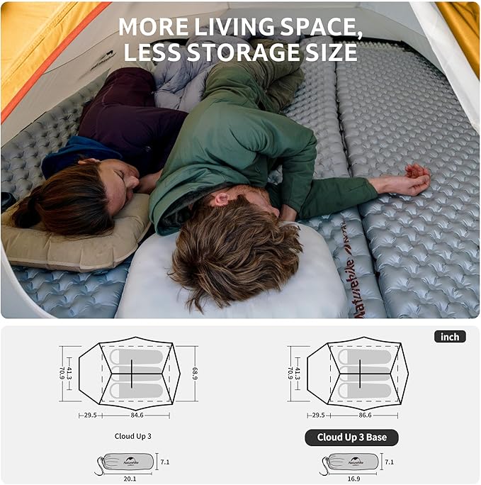 Naturehike Cloud Up 3 Person Backpacking Tent with Footprint - 3 Season Free Standing Lightweight 3 Person Camping Tent | with Footprint Free Standing Dome Camping Hiking Waterproof