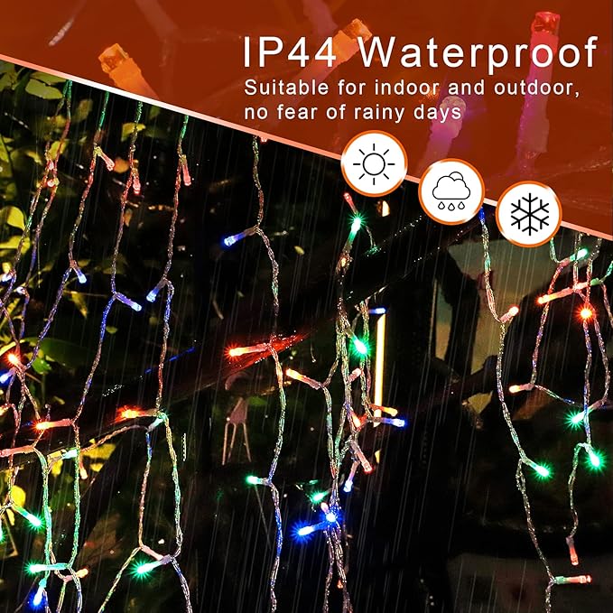 Christmas Decoration Lights Outdoor String Lights 320 LED 11.5 Ft Waterfall Tree With Big Star Topper 8 Modes for New Year Holiday Garden Yard Indoor Outdoor Decor