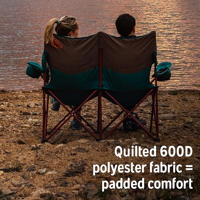 Kelty Loveseat Oversized 2-Person Heavy Duty Folding Camp Chair Double Seat for Soccer Games Tailgating Beach Days (Regular Height/Dark Shadow)