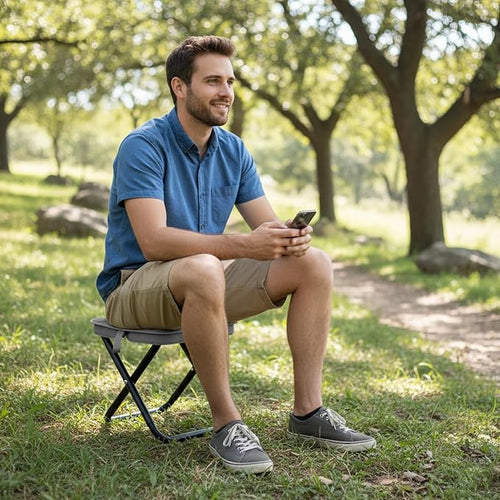11.8 Portable Stool Folding Camping Stools for Adults Foldable Backpack Stool Pocket Chair Lightweight Travel Chair for Camping Fishing Hiking BBQ Grey