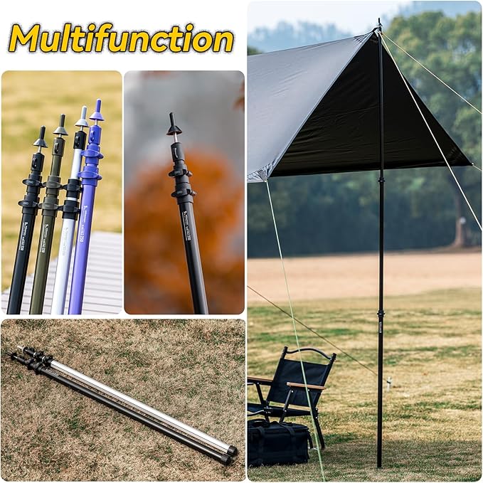 HIKEMAN Tarp Poles Tent Poles - Aluminium Camping PolesCanopy Poles Awning Poles Adjustable Telescoping for Outdoor Camping Backpacking Awning
