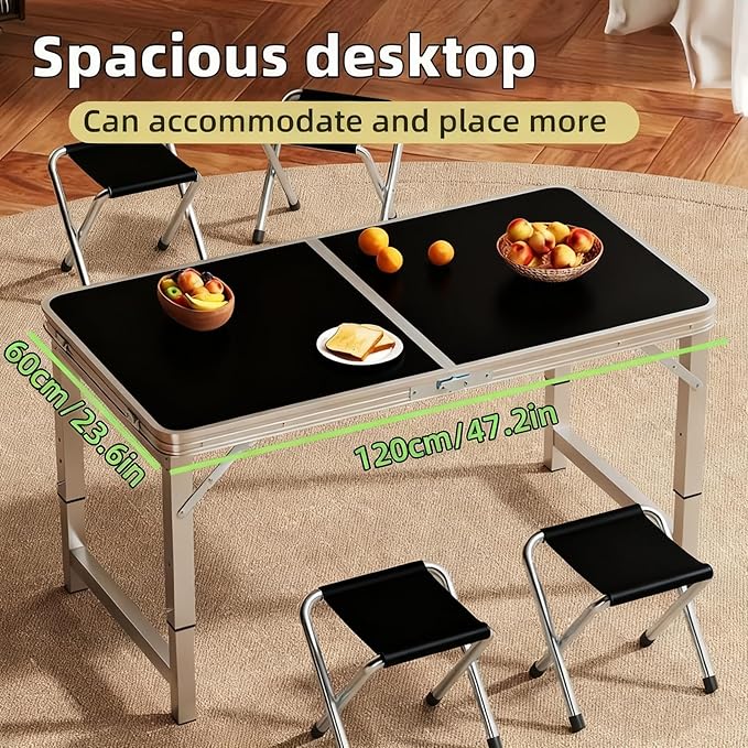 Camping Table Folding Portable Camp Aluminum Lightweight Table Adjustable Height Indoor Outdoor for Camping Picnic Backyard BBQ Patio