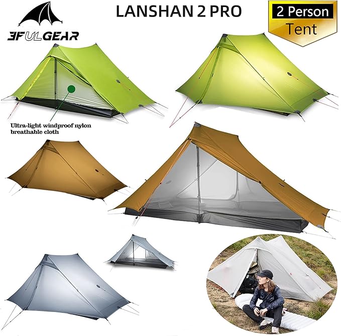 3F UL Gear Lanshan PRO Lanshan Ultralight Tent 4 Season Backpacking Tent for 1 Person Waterproof Professional Tents for Camping Trekking Kayaking Climbing Hiking