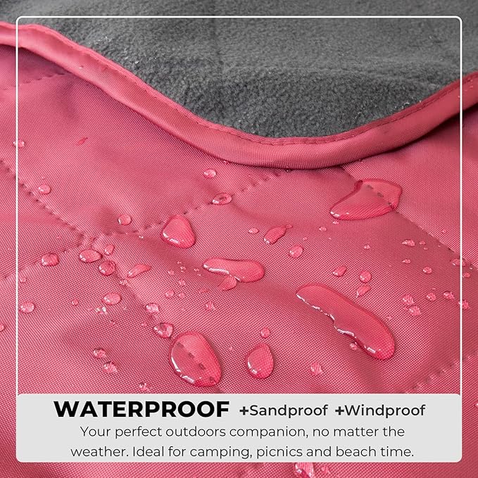 BRAWNTIDE Large Outdoor Waterproof Blanket - Extra Thick Fleece Warm Windproof Sandproof Quilted 82 x 55 Ideal for Beaches Picnics Camping Stadiums Dogs Car