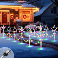 12 Pack Outdoor Snowflake Walkway Lights Plug in Christmas Pathway Lights 8 Modes Xmas Waterproof LED Garden Stake Light for Walkway Porch Yard Lawn(Multicolor)
