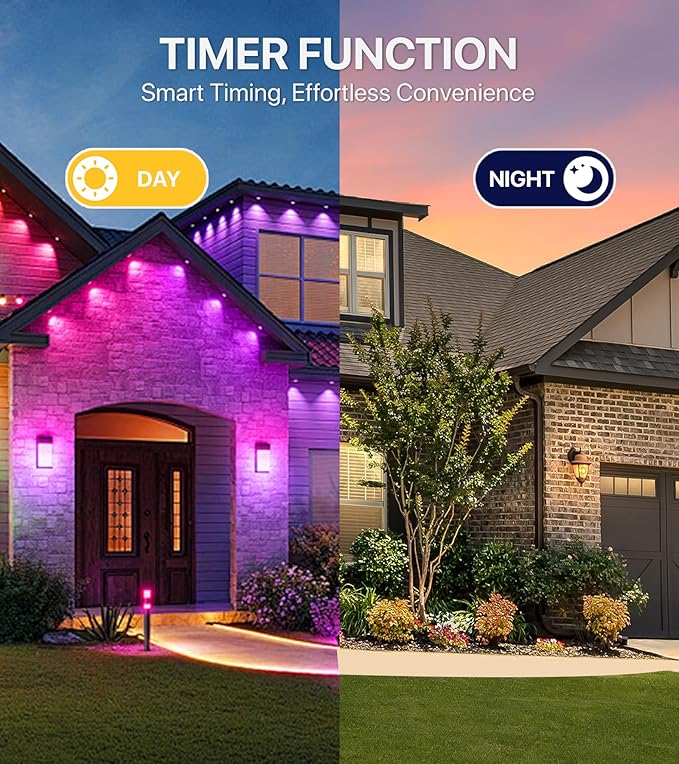 Permanent Outdoor Lights 50FT RGB+IC LED Lights with Smart APP &amp Remote Control 72 Scene Modes Waterproof IP65 for Holiday Christmas Yard Decorations(Extension Cord Not Included)