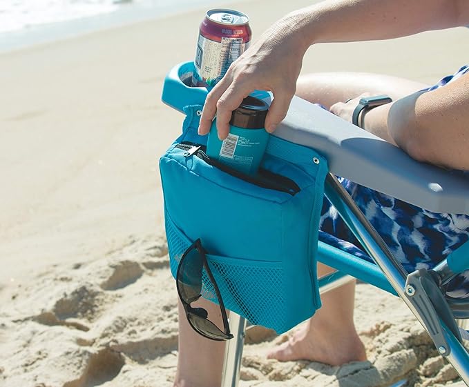 Rio Brands 17 Extended Height 4-Position Folding Beach Camping Lawn Chair Light Blue