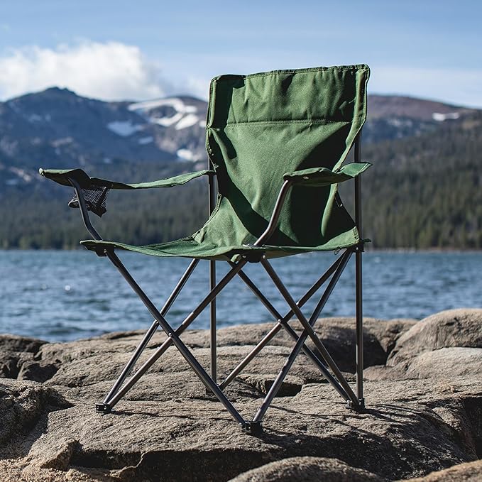PICNIC TIME Personalized PTZ Camp Chair Custom Outdoor Camping Chair Beach Chair with Carrying Bag (Khaki Green)