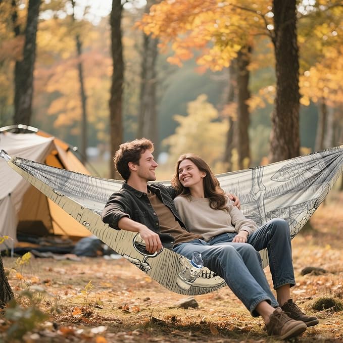OTVEE Camping Hammock Bathtub Relax with Wine Portable Hammocks 500lb Upgraded Thickened Durable Single Hammocks with Tree Straps &amp Travel Bag for Camping Outdoor Indoor Patio Backyard