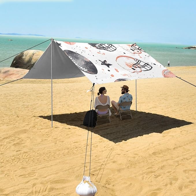 Pattern Rugby Stars Pattern Camping Sun Shelter Beach Tent Portable Beach Sun Shade Outdoor Canopy for Camping Trips Fishing Picnic
