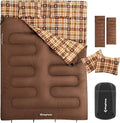 KingCamp Double Sleeping Bag for Adults Queen Size 2 Person XXL Flannel Sleeping Bag Waterproof Lightweight Flannel Quilt with 2 Pillows Perfect for Couples Family Camping Hiking