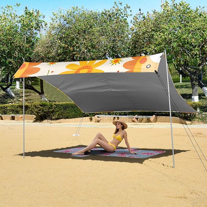 Cute Little Lion Camping Sun Shelter Beach Tent Portable Beach Sun Shade Outdoor Canopy for Camping Trips Fishing Picnic