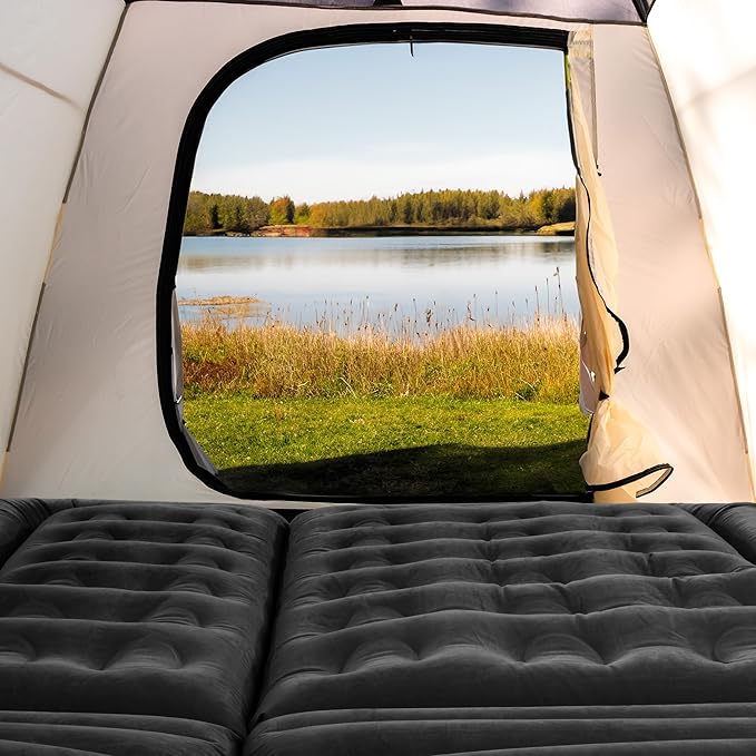 Wakeman Inflatable Mattress - Car Air Mattress for SUV or Tent with Aux Outlet Pump and 2 Inflatable Pillows - Car Camping Gear Outdoors (Black)