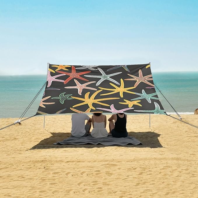 Starfish Camping Sun Shelter Beach Tent Portable Beach Sun Shade Outdoor Canopy for Camping Trips Fishing Picnic