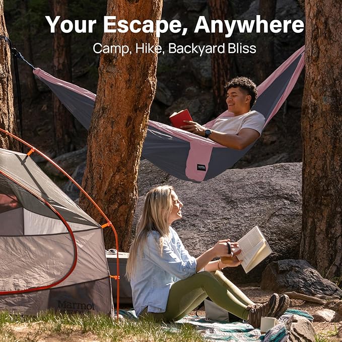 Kootek Camping Hammock Portable Hammocks with Tree Straps &amp Attached Carry Bag Camping Essentials Gear Perfect for Outside Indoor Hiking Beach Backpack Travel