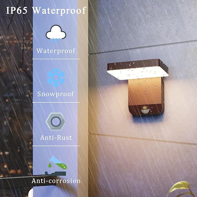 Motion Sensor Outdoor LightBronze LED 24W Exterior Motion Porch Light Modern Outdoor Wall Sconce IP65 Waterproof 3000K for House Garage