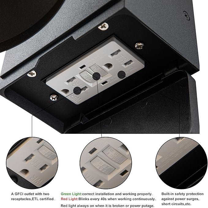 Dusk to Dawn Outdoor Barn Light Fixture with GFCI Outlet Powder-coated Black Waterproof Exterior Wall Light Sconce Photocell Sensor Porch Light Wall Mount with OutletModern Farmhouse Outside Lights