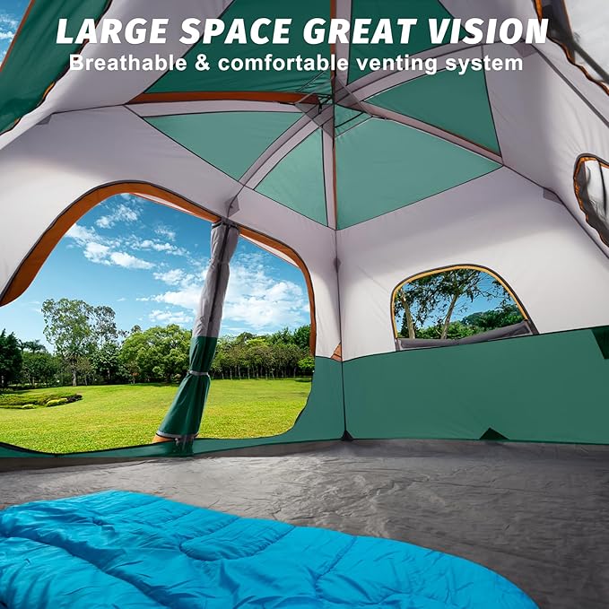 UNP 2/4/6/8 Person Tent Portable Cabin Tent Camping Tent 4-Person Easy Set Up Waterproof with Top Rainfly for Outdoor Camping/Hiking