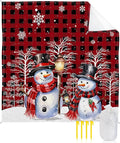 Beach Blanket Waterproof Sandproof OversizedCartoon Snowman Red Buffalo Check Beach Mat with Corner Stakes Sand PocketsSnowflakes Snow Tree Outdoor Picnic Mat for Travel Camping Hiking 95x80In