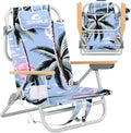 SUN NINJA Folding Beach Chair with Headrest Pillow Low Profile Lightweight Easy Carry Beach Chair for Adults Comfortable Wooden Armrests Stylish Fabric Seat Patterns - Flamingo 1pc