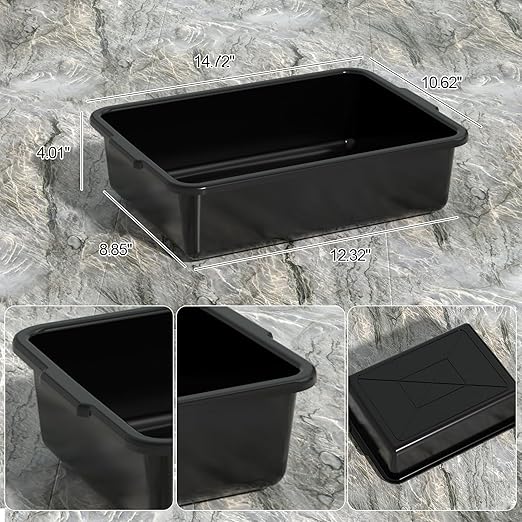 Sadstory 8 L Small Plastic Commercial Bus Tubs Food Service Bus Tub Box 5 Packs Black